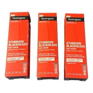 3Pack- NEUTROGENA Stubborn Blackheads & Clogged Pores Acne Serum- 1 Oz. EA  New!